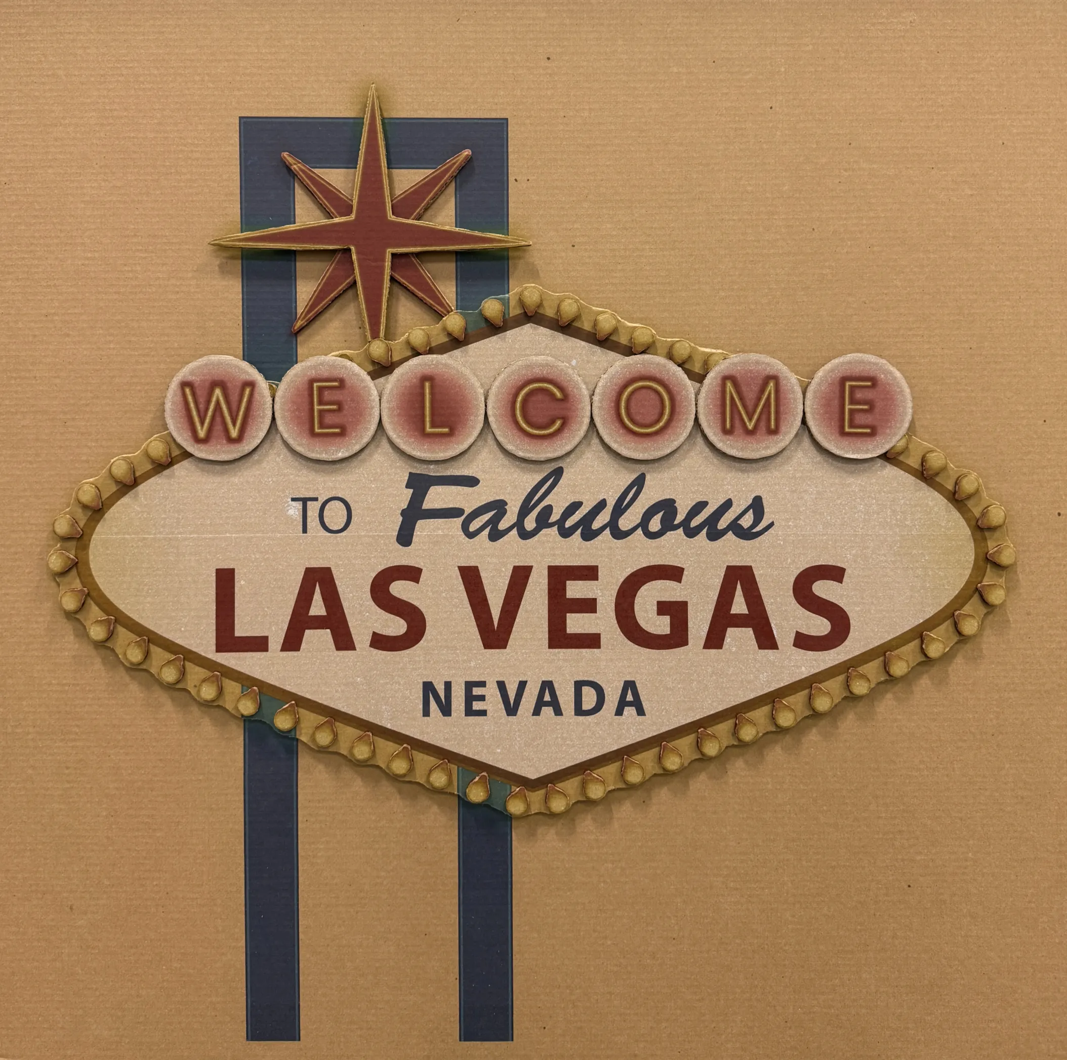 Färgtryck av Las Vegas-skylten på brun kartong